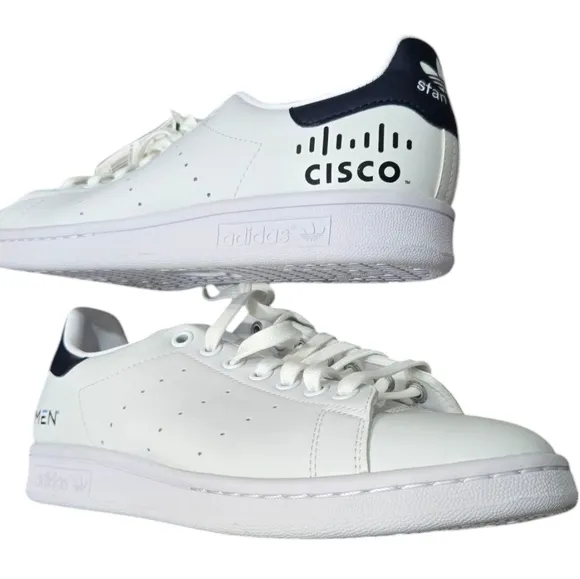 NWT Adidas Originals Stan Smith White Navy Leather Low Top Lace Up Sneakers 7.5