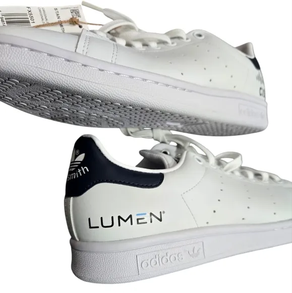 NWT Adidas Originals Stan Smith White Navy Leather Low Top Lace Up Sneakers 7.5