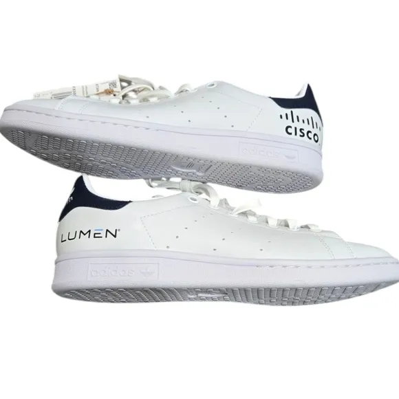 NWT Adidas Originals Stan Smith White Navy Leather Low Top Lace Up Sneakers 7.5