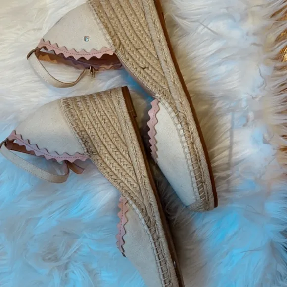 Nwt adorable kate spade cream canvas espadrilles wedges