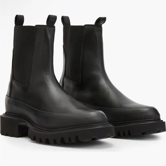 NWT ALLSAINTS Harlee Lug Sole Chelsea Black Boots size 8.5 or 39