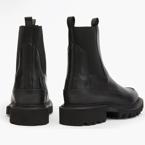 NWT ALLSAINTS Harlee Lug Sole Chelsea Black Boots size 8.5 or 39