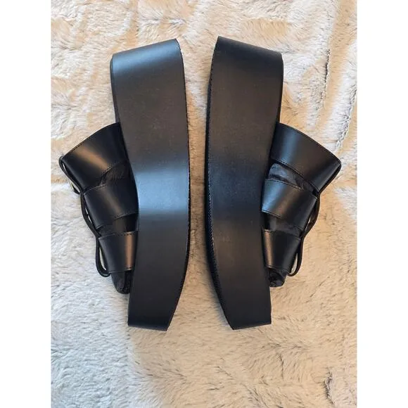 NWT Anthropologie Black Leather Strap Sandals - 38 EU (7.5-8.0 US)