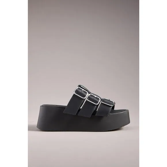 NWT Anthropologie Black Leather Strap Sandals - 38 EU (7.5-8.0 US)