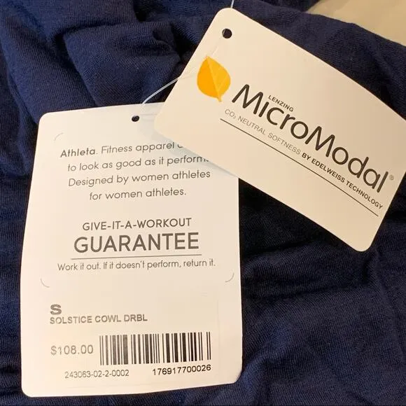 NWT Athleta Solstice Cowl Neck Dress Modal Wool Blue Small
