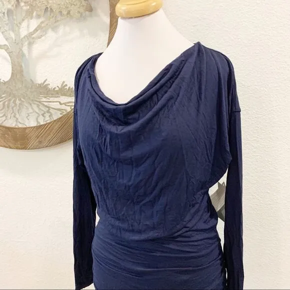NWT Athleta Solstice Cowl Neck Dress Modal Wool Blue Small