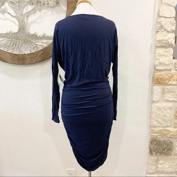 NWT Athleta Solstice Cowl Neck Dress Modal Wool Blue Small