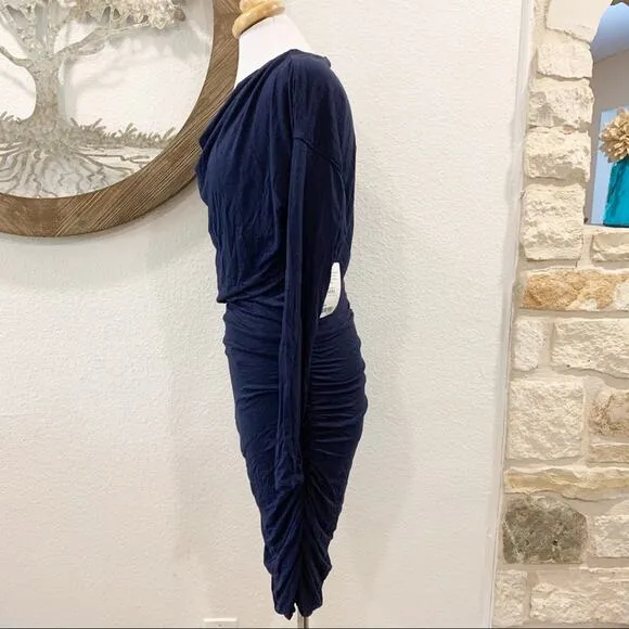 NWT Athleta Solstice Cowl Neck Dress Modal Wool Blue Small