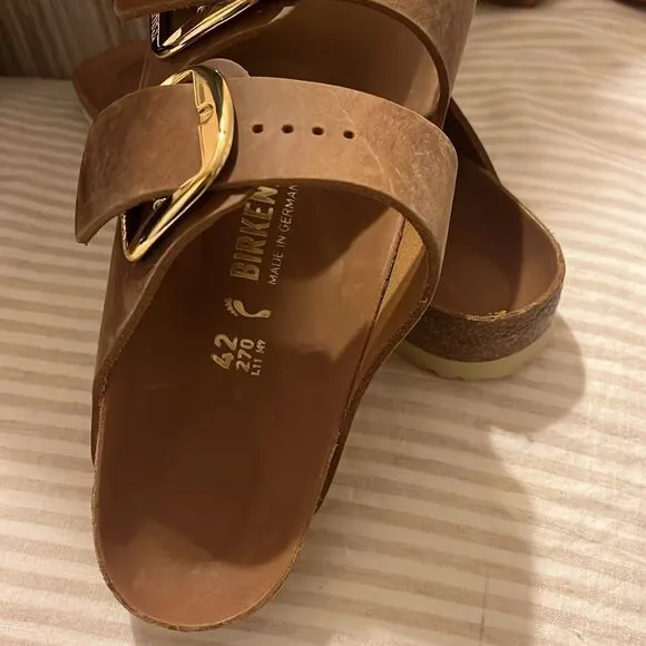 NWT BIRKENSTOCK Arizona Leather Dual-Buckle Slide Sandals EU 42 L 11 M 9