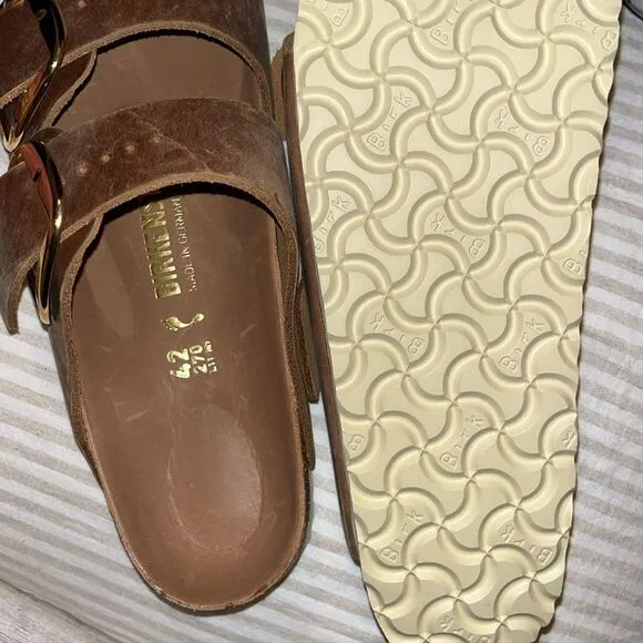 NWT BIRKENSTOCK Arizona Leather Dual-Buckle Slide Sandals EU 42 L 11 M 9