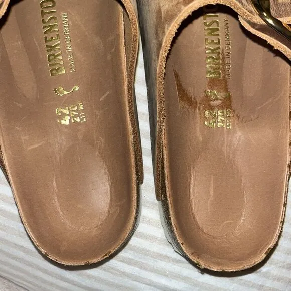 NWT BIRKENSTOCK Arizona Leather Dual-Buckle Slide Sandals EU 42 L 11 M 9