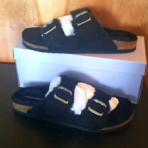 NWT Black on Black Birkenstock Madden Girl Clog Slip-On Slides Sandals Summer