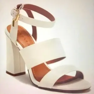 NWT COACH Kaye Block Neutral Heeled Sandals in Chalk Ivory 10B $225