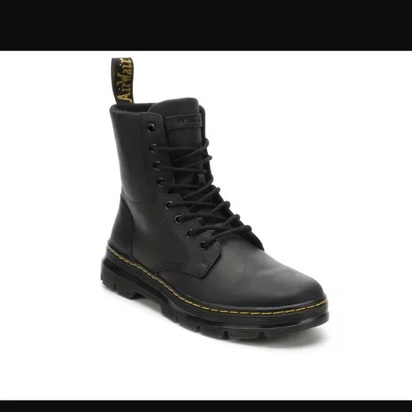 NWT Dr. Martens Black Combs Leather Combat Boots Size 10