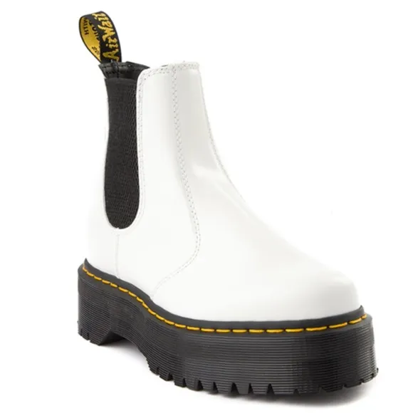 NWT Dr. Martens White Leather 2976 Platform Chelsea Boots