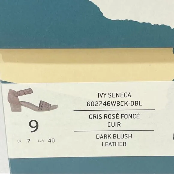 NWT Earth Ivy Seneca Heeled Leather Sandals Dark Blush 9