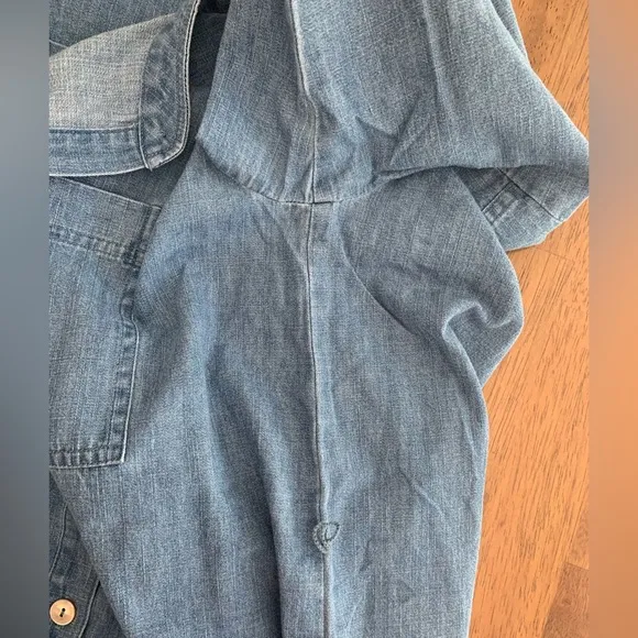 NWT Eileen Fisher Mandarin Collar Denim Tencel Dress SZ S