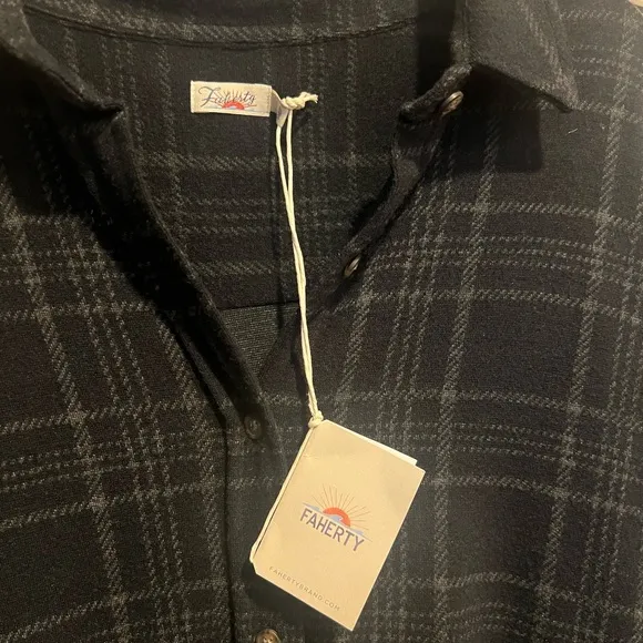 NWT Faherty Legend Gray Plaid Sweater Dress Knee Length