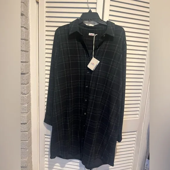 NWT Faherty Legend Gray Plaid Sweater Dress Knee Length