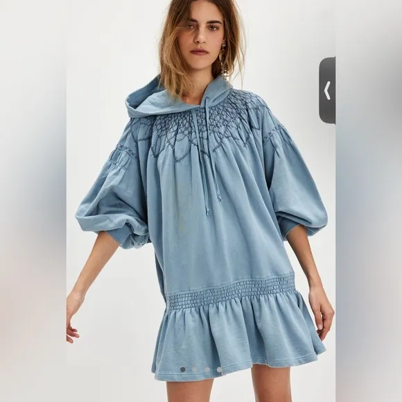 NWT Free People Marty Smocked Mini Dress