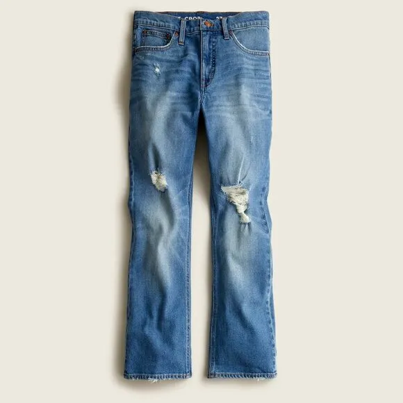 NWT J. Crew Womens Size 26 26x26 Blue 9&quot; Demi-Boot Crop Jean in Christy Wash NEW