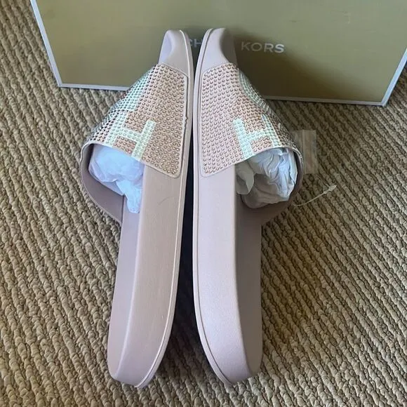 NWT MICHAEL KORS pool slide sandals pink 10