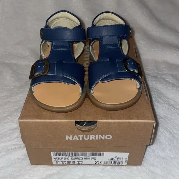 NWT NATURINO QUARZO Leather sandals with strap in Blue