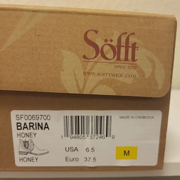 NWT Söfft Honey Leather Barina Chelsea Boots Size 6½