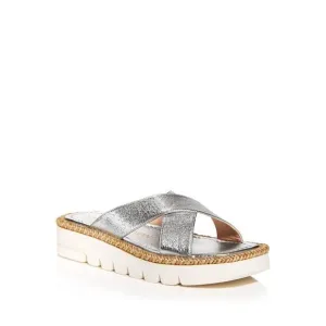 NWT STUART WEITZMAN Womens Gray 1/2&quot; Platform Roza Slip On Slide Sandals 9.5 B