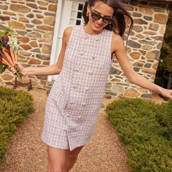 NWT Tuckernuck Pomander Place  Ethereal Tweed Pink Peony Bianca Dress Large
