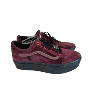 NWT Vans Disney Womens Burgundy Suede Platform Mirror Sneakers Size 9
