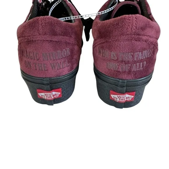 NWT Vans Disney Womens Burgundy Suede Platform Mirror Sneakers Size 9