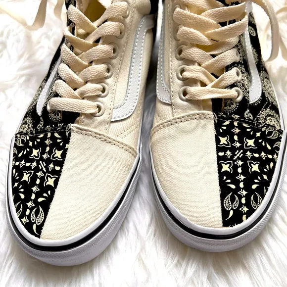 NWT vans old skool split paisley black and white sneakers