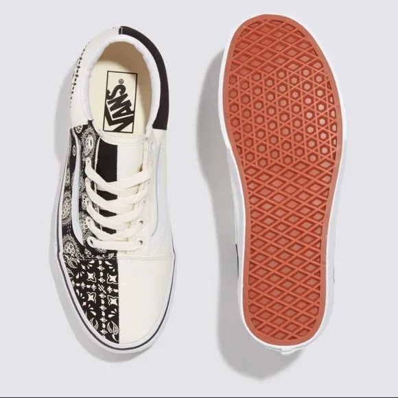 NWT vans old skool split paisley black and white sneakers