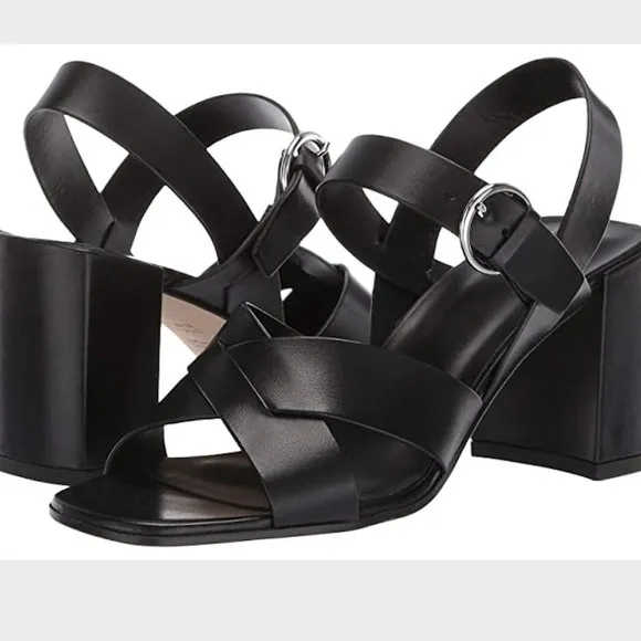 NWT Via Spiga Opal Leather Block Heel Sandal