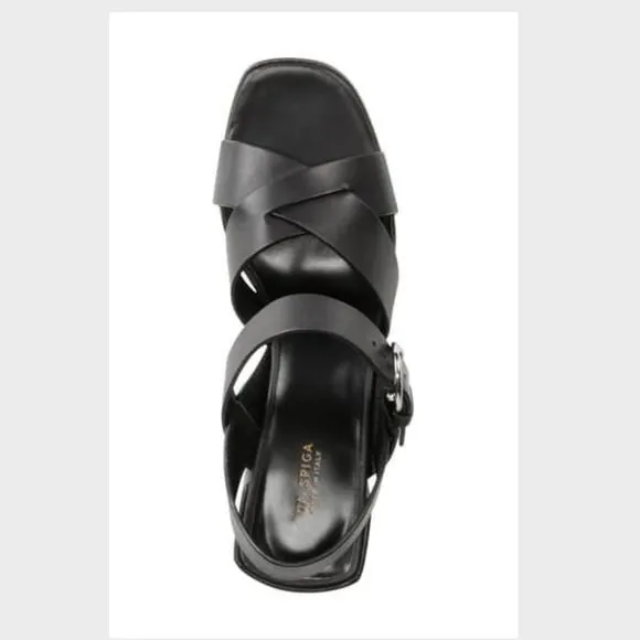 NWT Via Spiga Opal Leather Block Heel Sandal