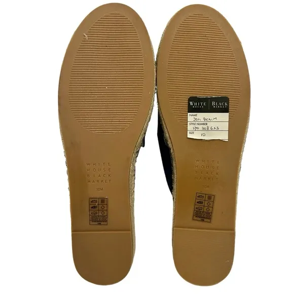 NWT WHBM Josi Denim Jewelled Seahorse Espadrille Slides Sz 10