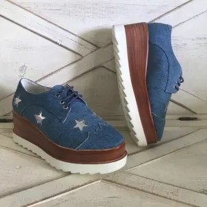 NWT y2k Star Denim platform sneakers by Seniorah size 6.5