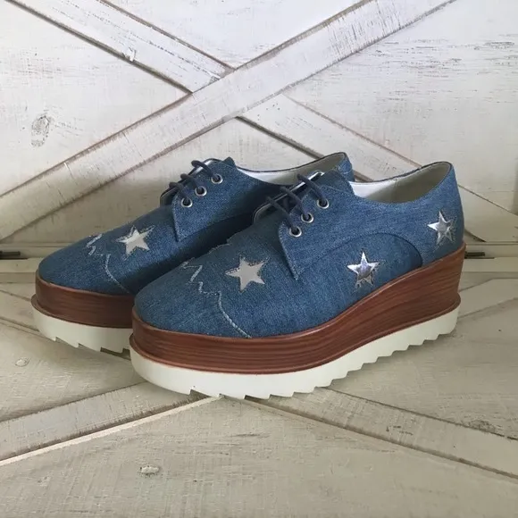 NWT y2k Star Denim platform sneakers by Seniorah size 6.5