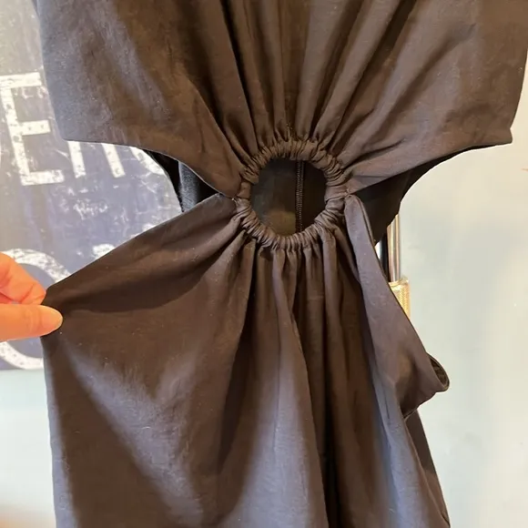 NWT Zara Black Cutout Linen Blend Mini Dress | XS