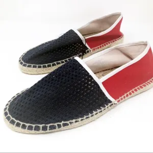 NWT ZARA MAN RED AND NAVY CANVAS ESPADRILLES.