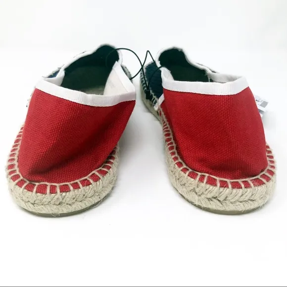 NWT ZARA MAN RED AND NAVY CANVAS ESPADRILLES.