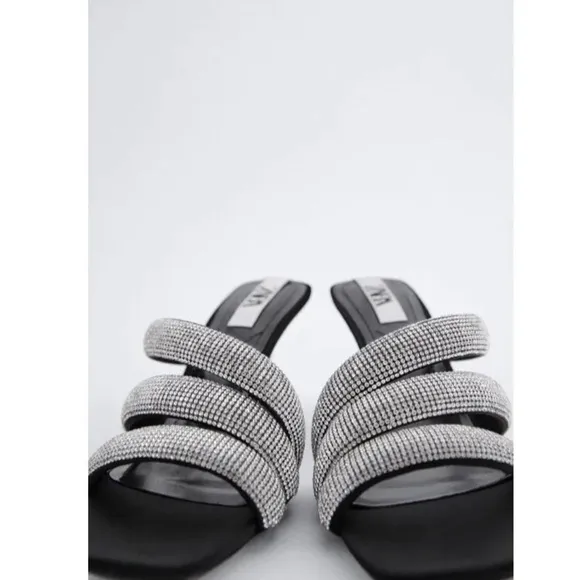 NWT ZARA Sparkly Strap Heeled Sandals Gorgeous Elegant Size 6.5​​​