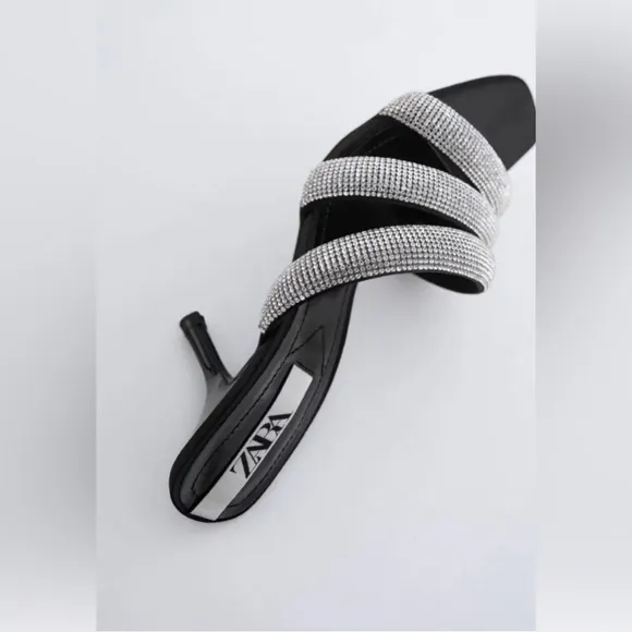 NWT ZARA Sparkly Strap Heeled Sandals Gorgeous Elegant Size 6.5​​​