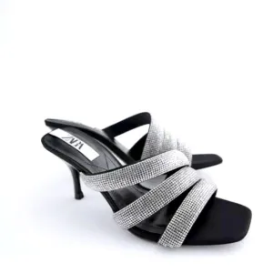 NWT ZARA Sparkly Strap Heeled Sandals Gorgeous Elegant Size 6.5​​​