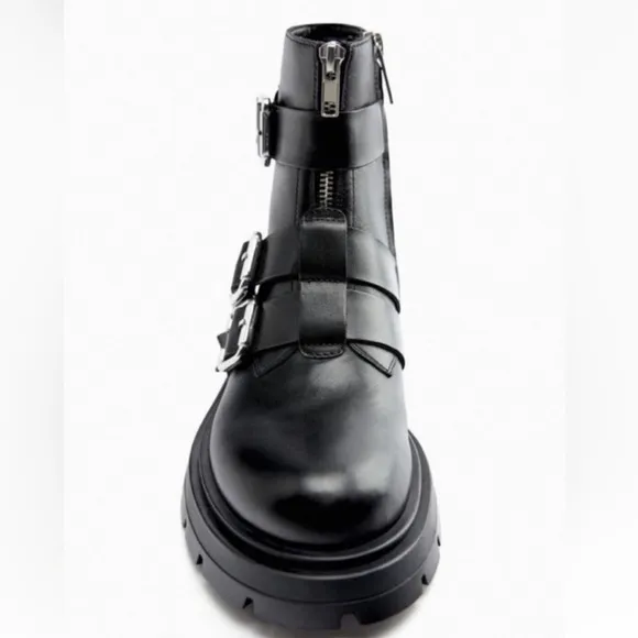 NWT Zara Studded Buckle Combat Boots