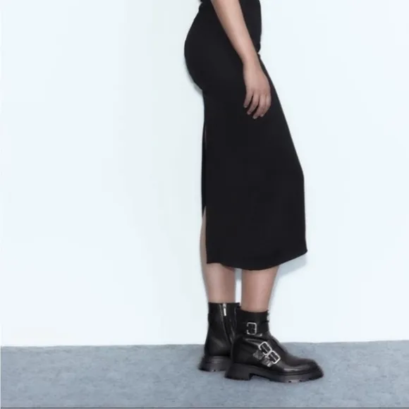 NWT Zara Studded Buckle Combat Boots