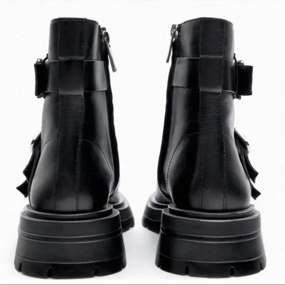 NWT Zara Studded Buckle Combat Boots