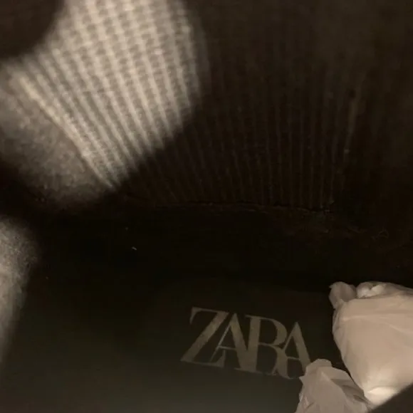 NWT ZARA Tall Leather Combat Style Ankle Boots High Low in Green and Black Sz 7