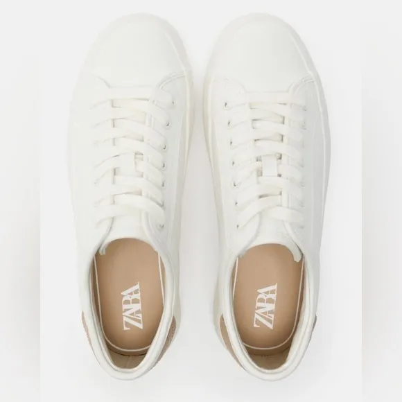 NWT. Zara White Athletic Platform Casual Sneakers. Size 11.